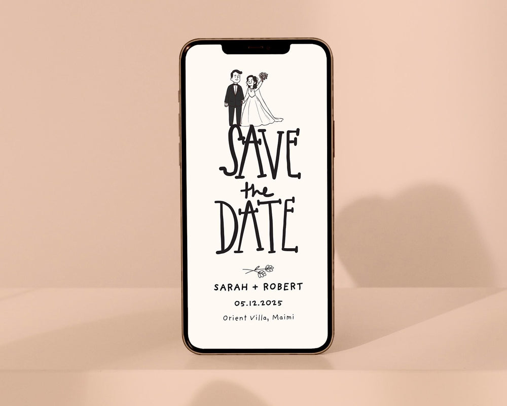 BeyzaLab Cute Handdrawn Save The Date - Mobile