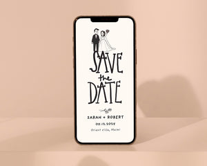 BeyzaLab Cute Handdrawn Save The Date - Mobile
