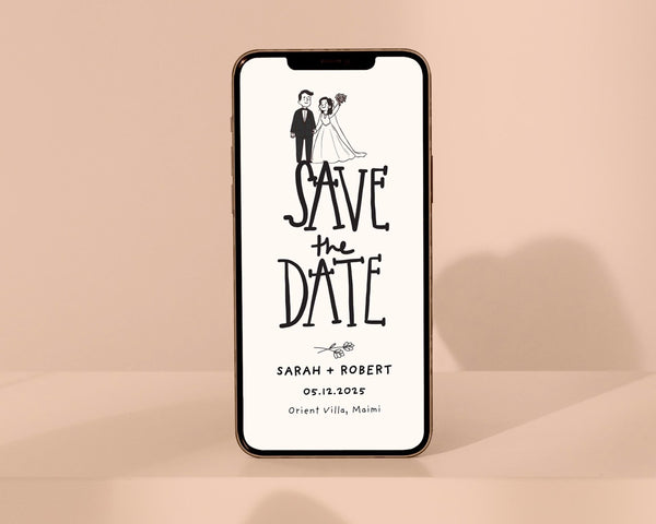 BeyzaLab Cute Handdrawn Save The Date - Mobile