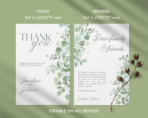 BeyzaLab Eucalyptus Double-Sided Thank You Cards