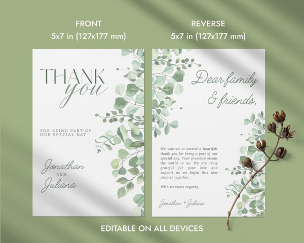 BeyzaLab Eucalyptus Double-Sided Thank You Cards