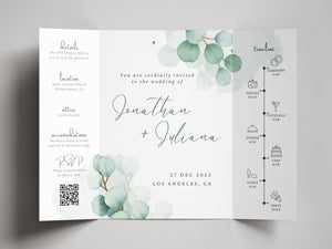 BeyzaLab Eucalyptus Gatefold Wedding Invitation