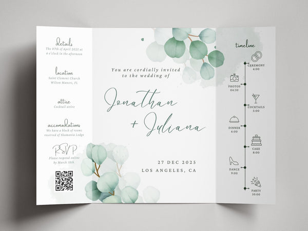 BeyzaLab Eucalyptus Gatefold Wedding Invitation