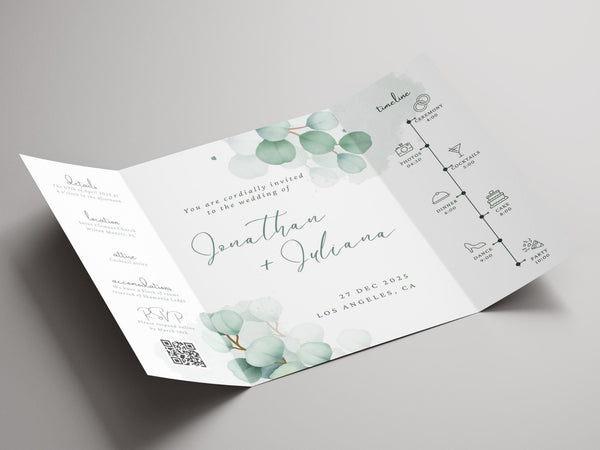 BeyzaLab Eucalyptus Gatefold Wedding Invitation
