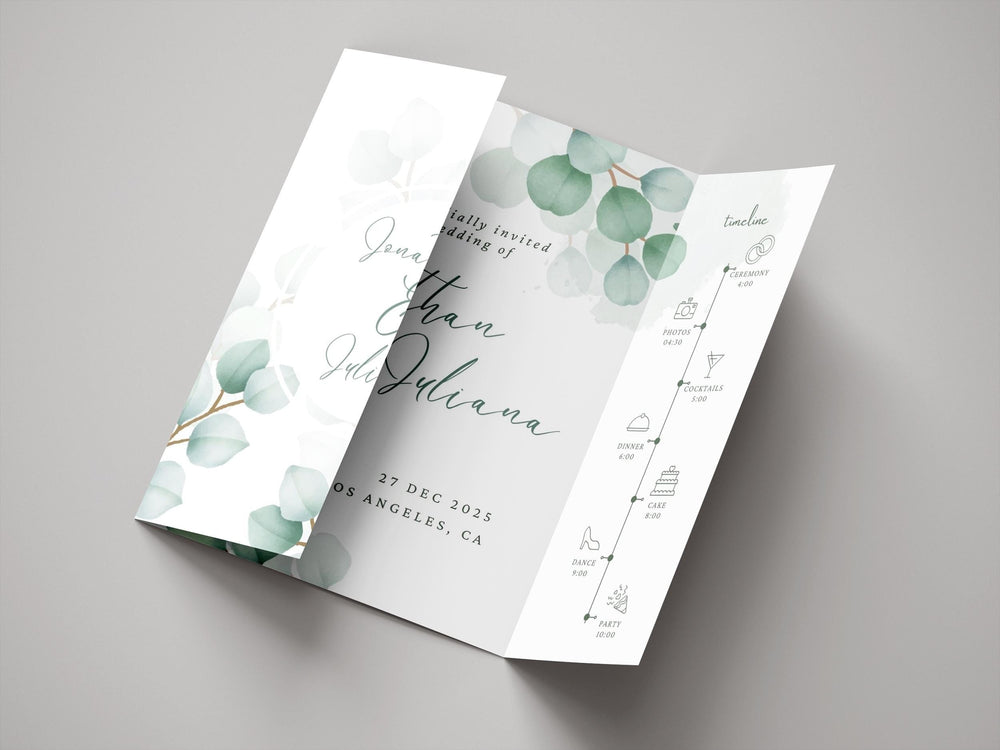 BeyzaLab Eucalyptus Gatefold Wedding Invitation