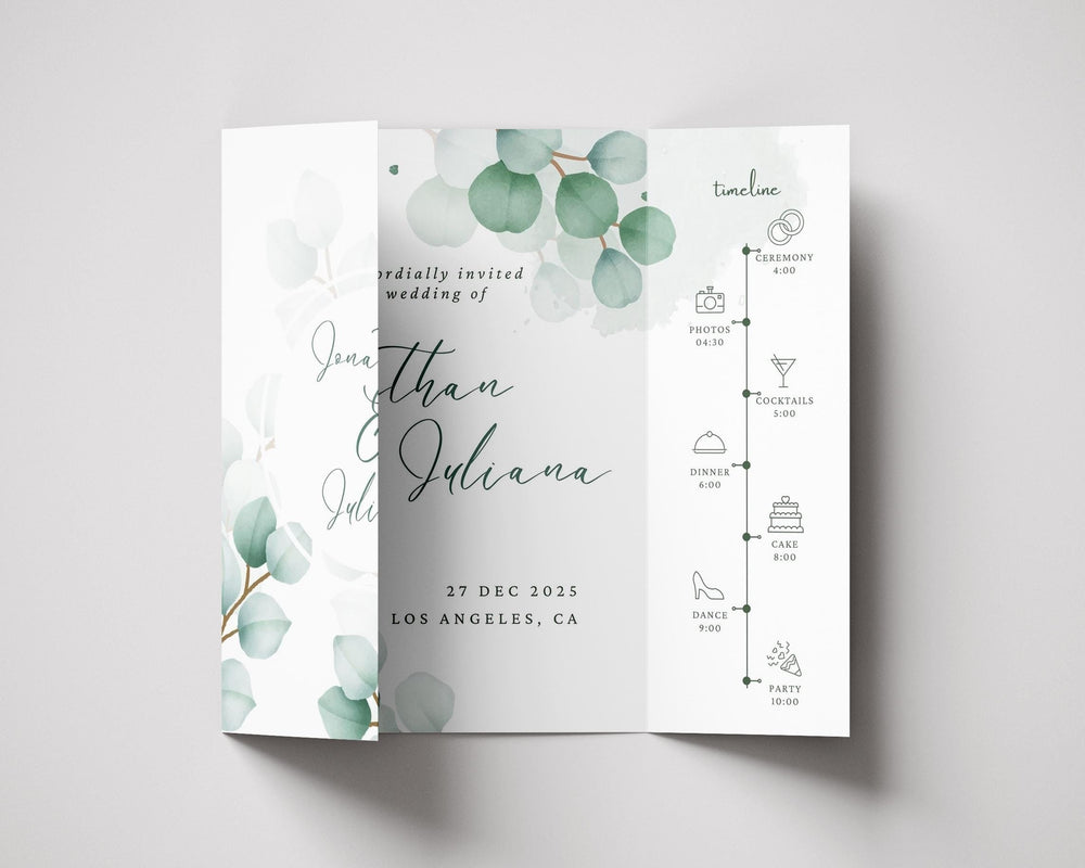 BeyzaLab Eucalyptus Gatefold Wedding Invitation