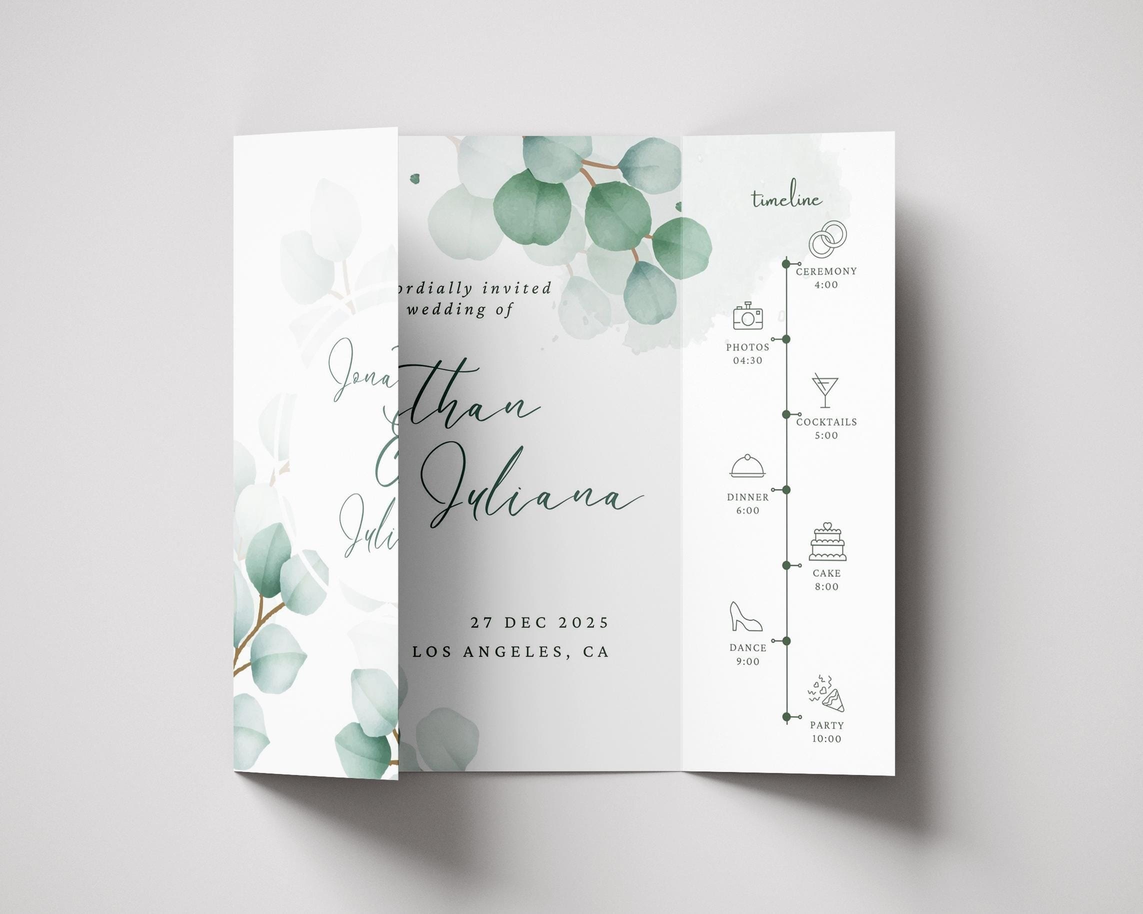 BeyzaLab Eucalyptus Gatefold Wedding Invitation