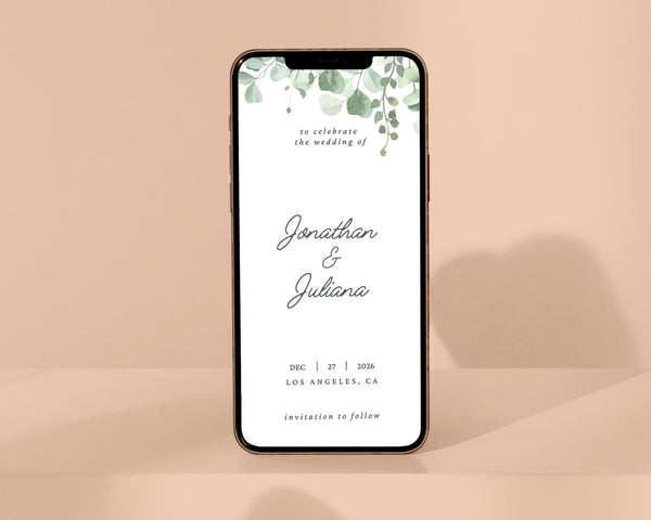 BeyzaLab Eucalyptus Save The Date Evite