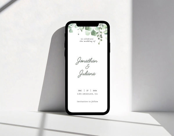 BeyzaLab Eucalyptus Save The Date Evite