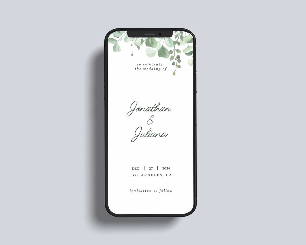 BeyzaLab Eucalyptus Save The Date Evite