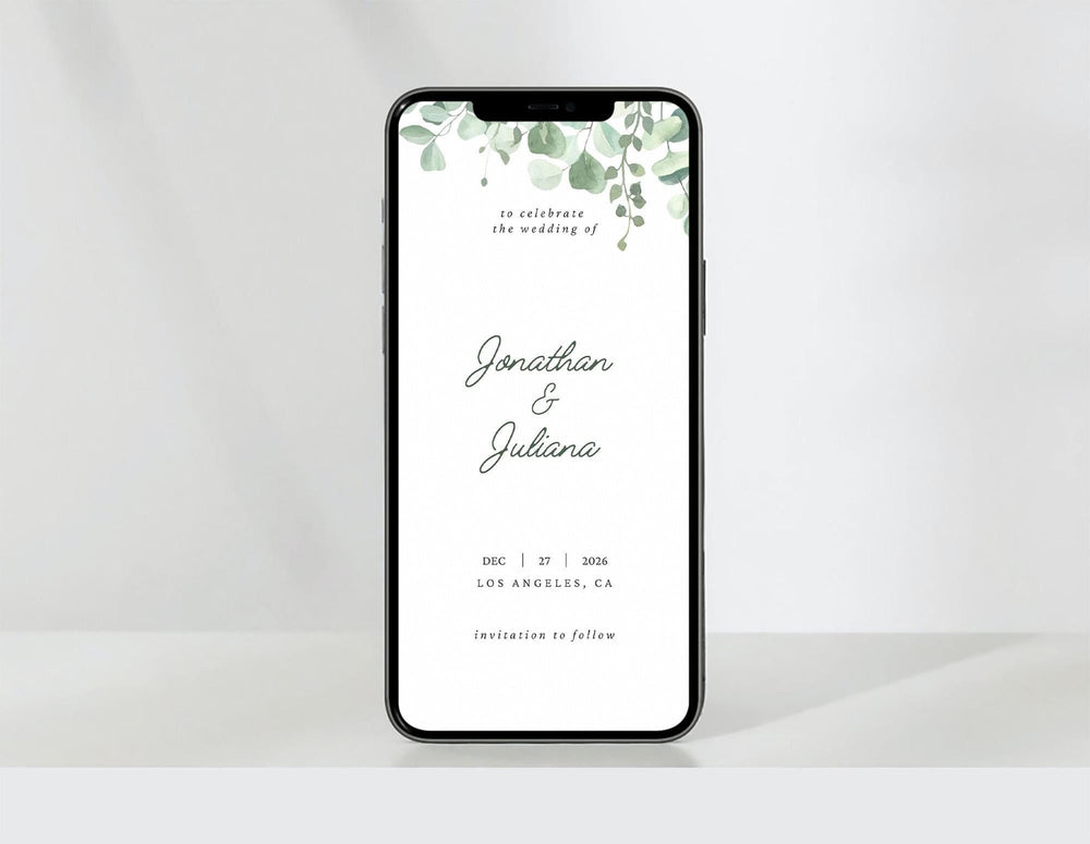 BeyzaLab Eucalyptus Save The Date Evite