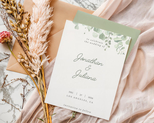 BeyzaLab Eucalyptus Save The Date Invite