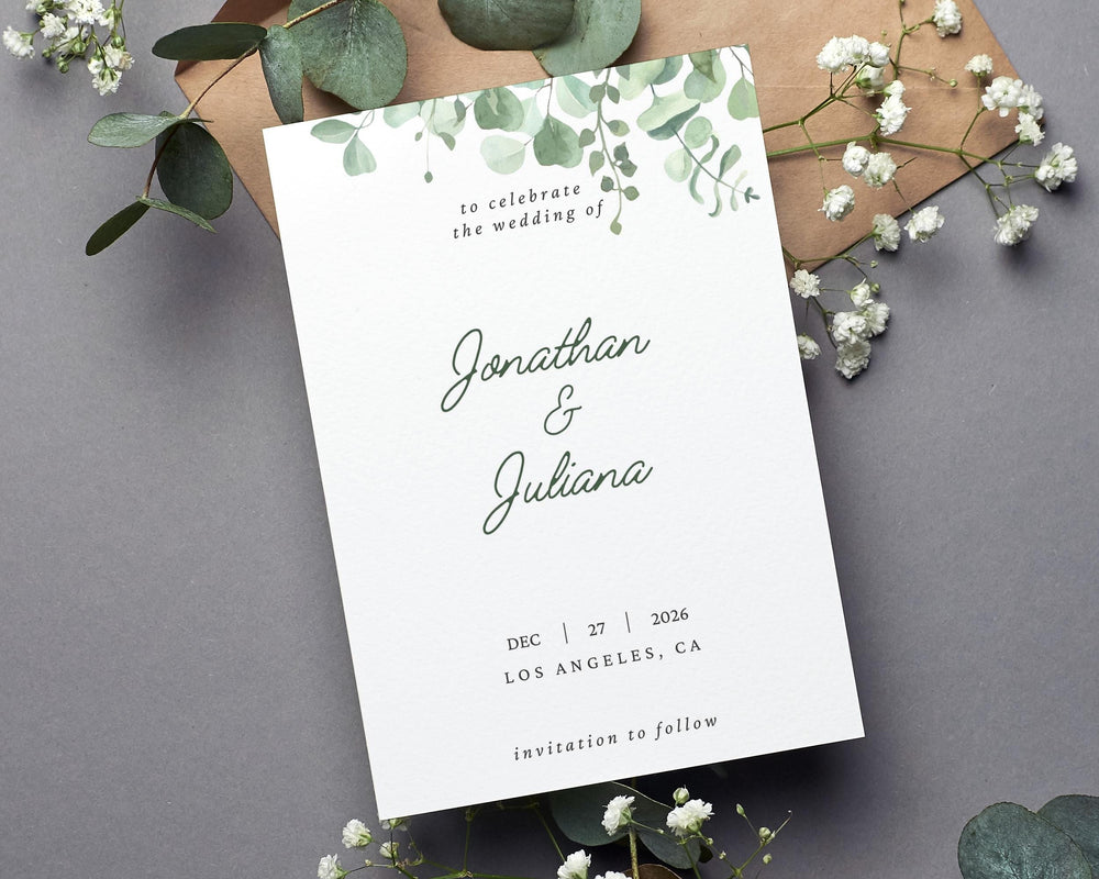 BeyzaLab Eucalyptus Save The Date Invite