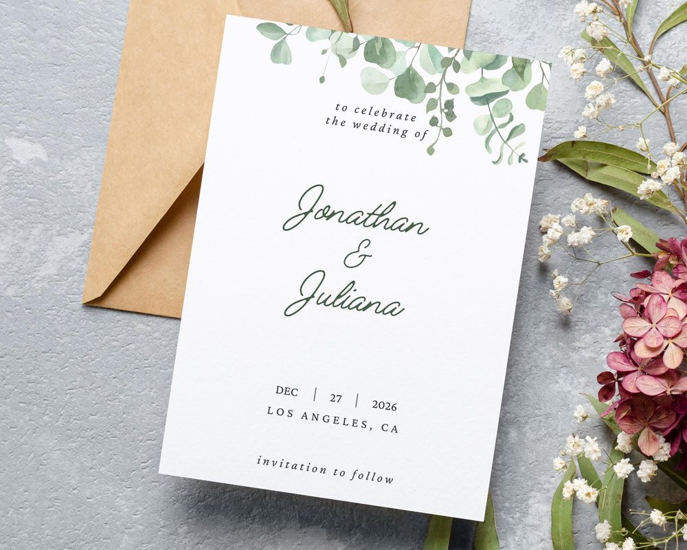 BeyzaLab Eucalyptus Save The Date Invite