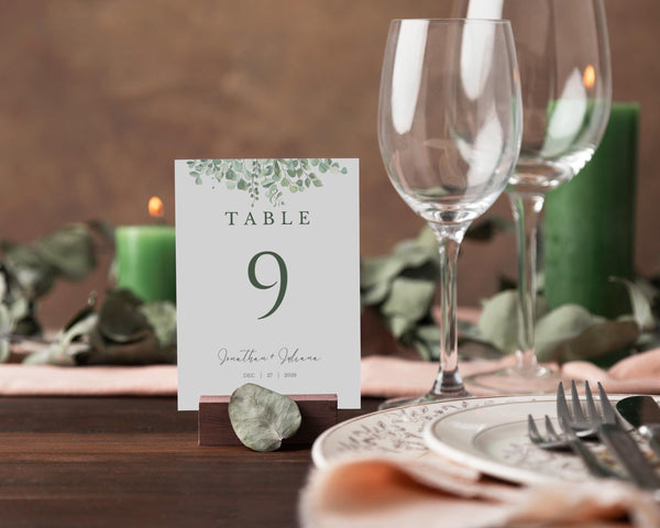 BeyzaLab Eucalyptus Wedding Table Numbers