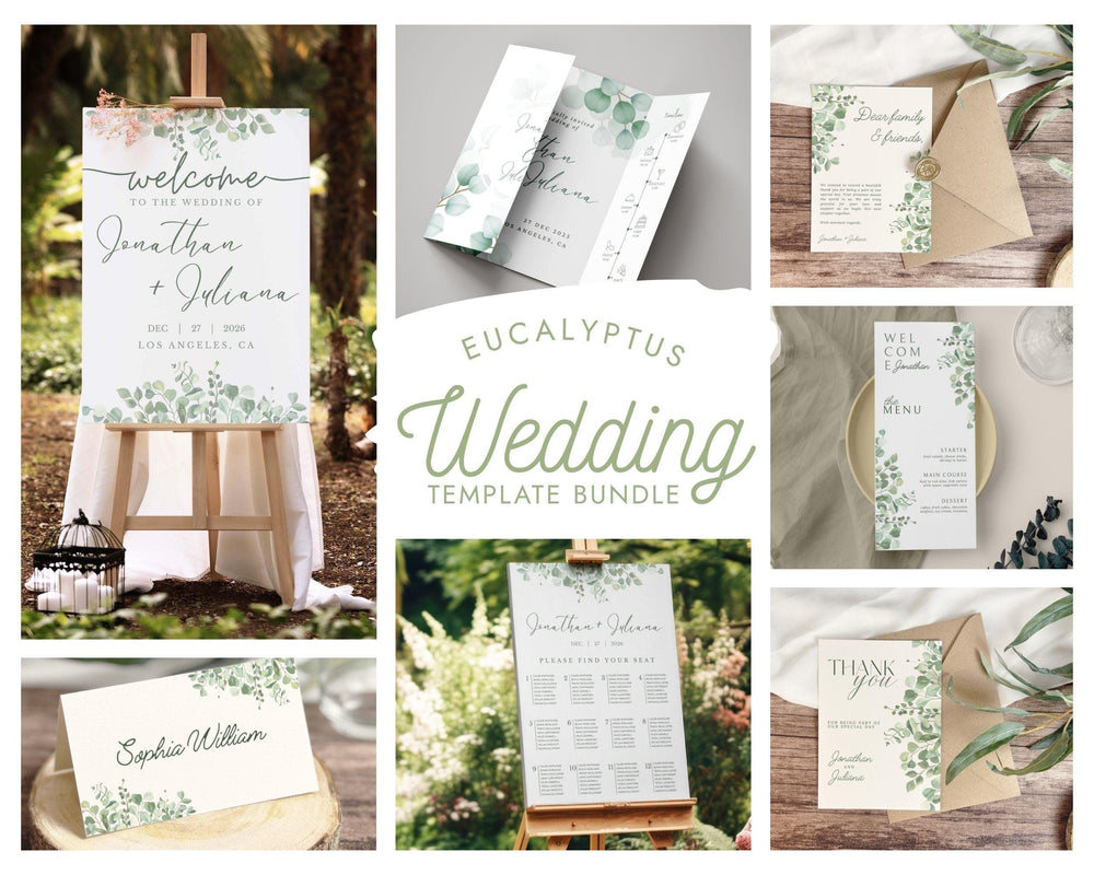BeyzaLab Eucalyptus Wedding Template Bundle