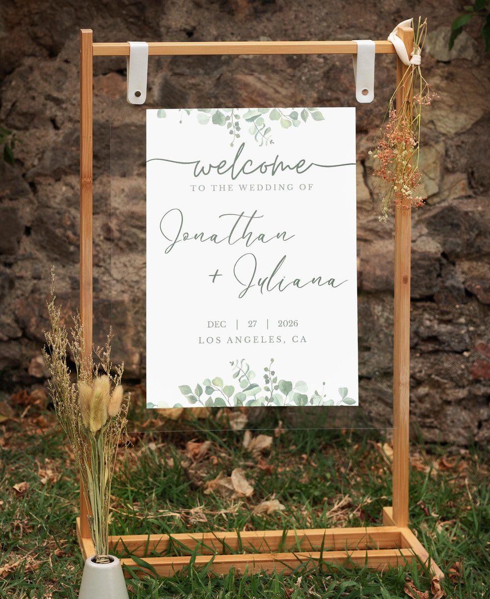 BeyzaLab Eucalyptus Wedding Welcome Sign