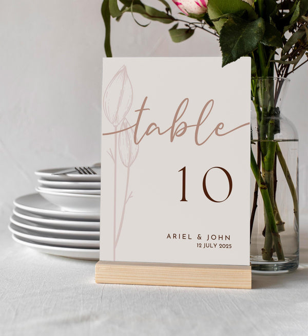 BeyzaLab Floral Wedding Table Numbers
