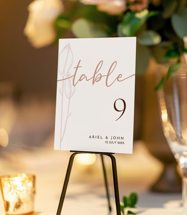 BeyzaLab Floral Wedding Table Numbers