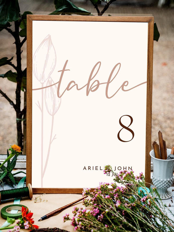 BeyzaLab Floral Wedding Table Numbers