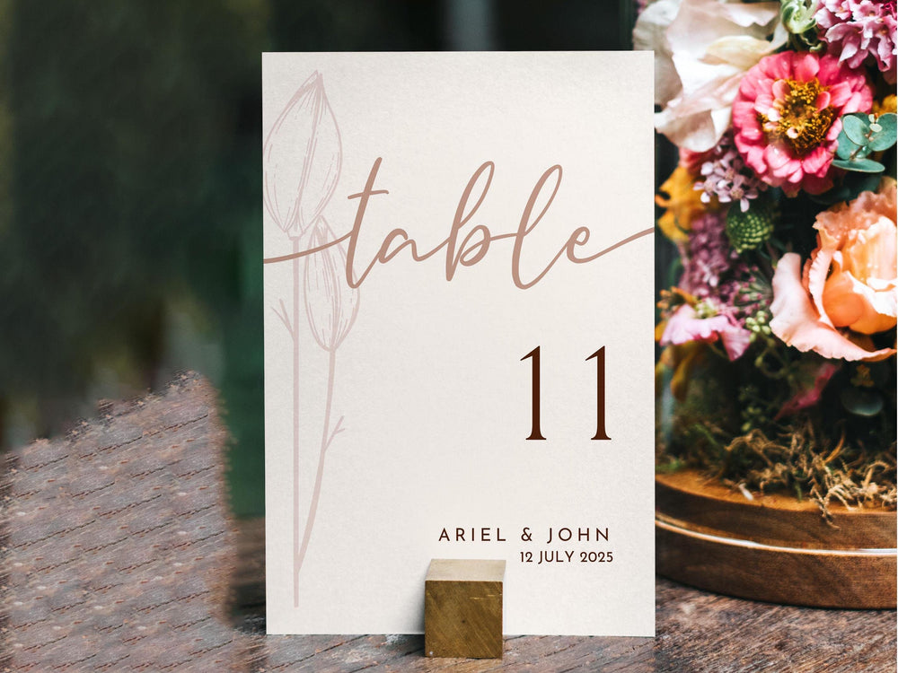 BeyzaLab Floral Wedding Table Numbers