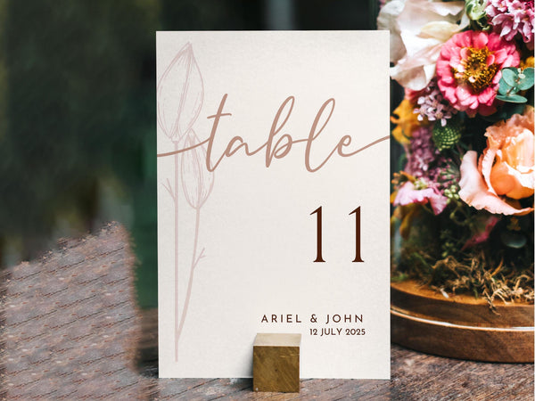 BeyzaLab Floral Wedding Table Numbers