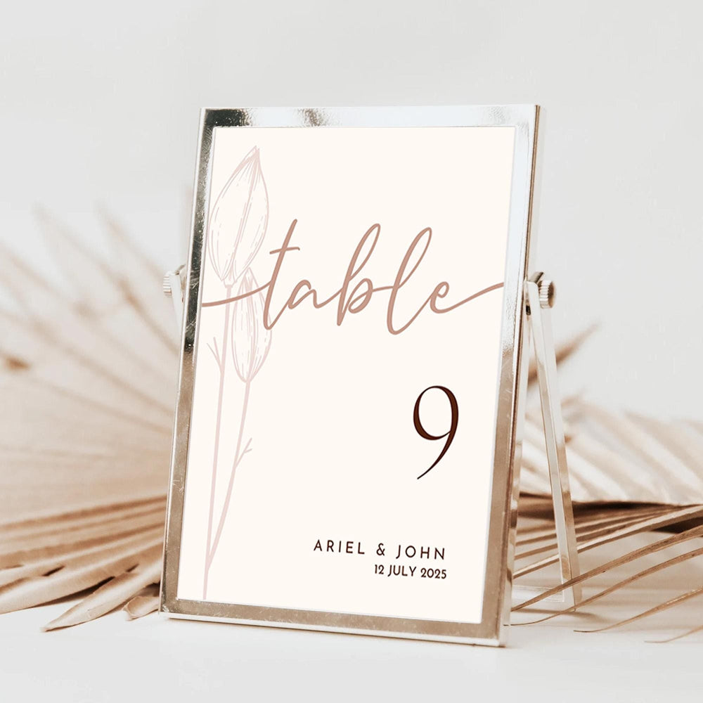 BeyzaLab Floral Wedding Table Numbers