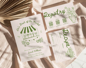 Instant Download - Canva Template Green Fresh Off The Market Invitation Suite