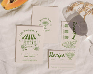 Instant Download - Canva Template Green Fresh Off The Market Invitation Suite