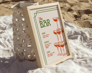 Instant Download - Canva Template Green Retro Wedding Bar Menu Sign