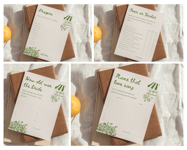 BeyzaLab Greenery Bridal Shower Game Bundle