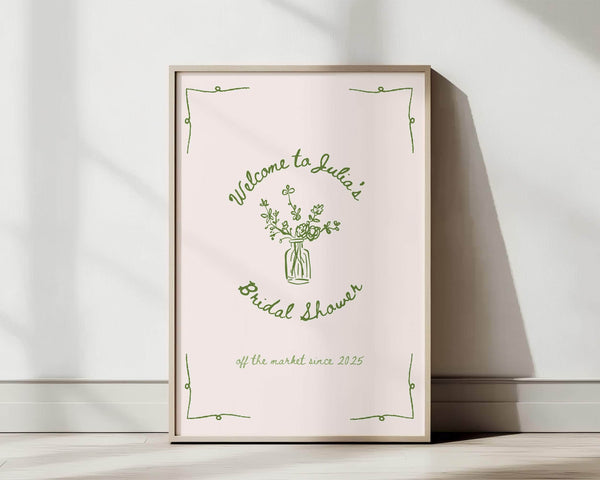 BeyzaLab - Canva Template Greenery Bridal Shower Welcome Sign