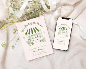 Instant Download - Canva Template Greenery Fresh Off The Market Invitation