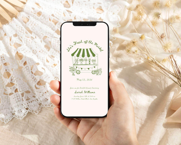 Instant Download - Canva Template Greenery Fresh Off The Market Invitation