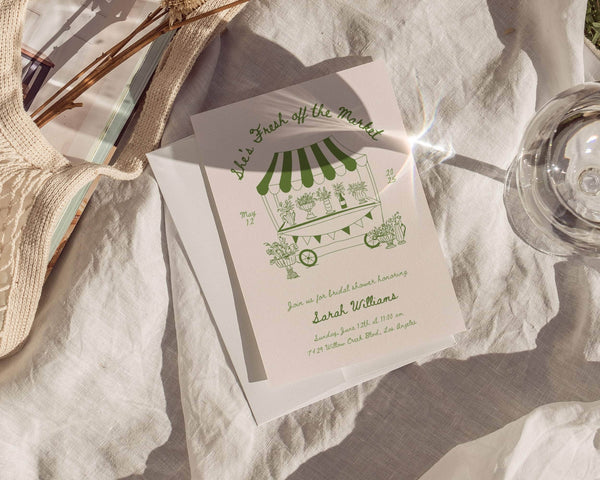 Instant Download - Canva Template Greenery Fresh Off The Market Invitation
