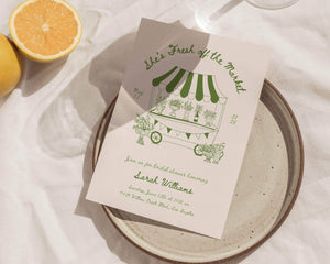 Instant Download - Canva Template Greenery Fresh Off The Market Invitation