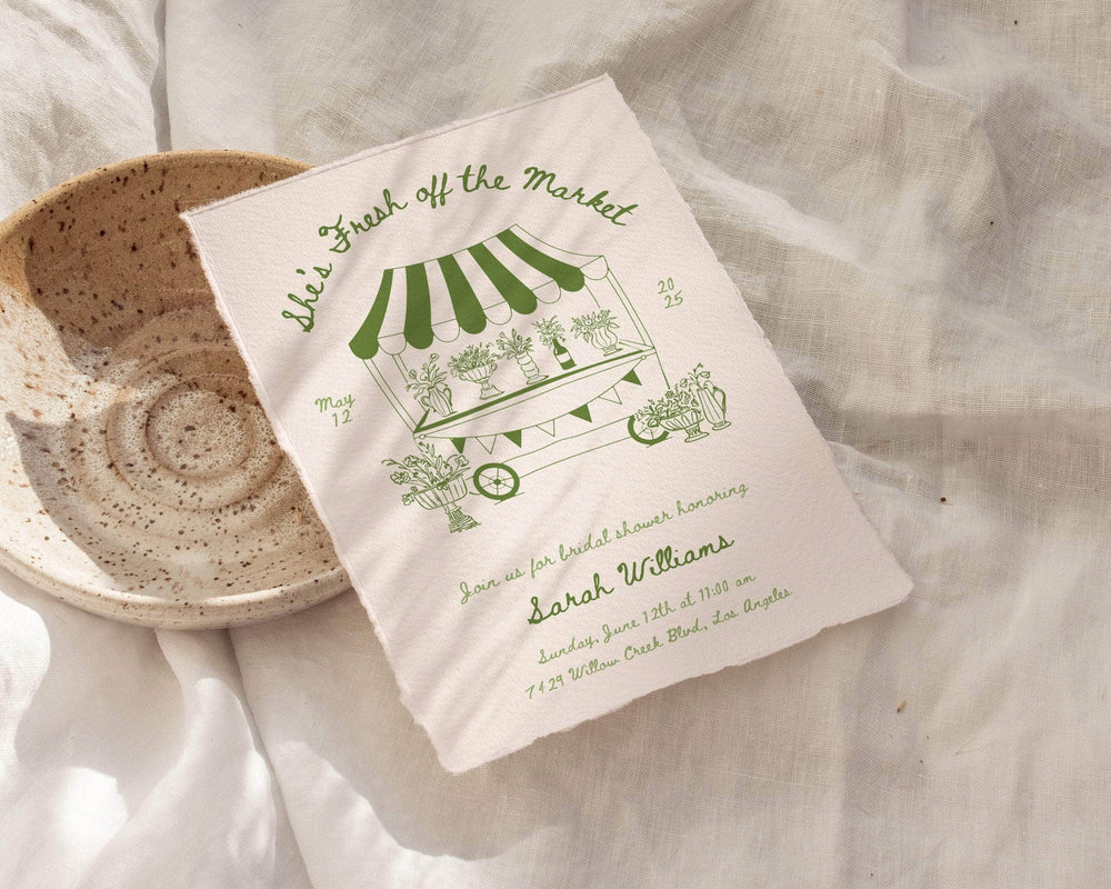 Instant Download - Canva Template Greenery Fresh Off The Market Invitation