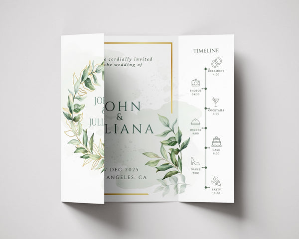 BeyzaLab Greenery Gatefold Wedding Invitation