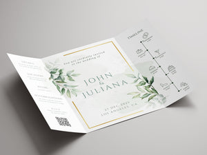BeyzaLab Greenery Gatefold Wedding Invitation