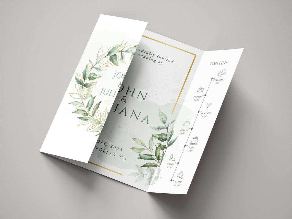 BeyzaLab Greenery Gatefold Wedding Invitation