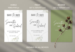 BeyzaLab Greenery Save The Date Invite