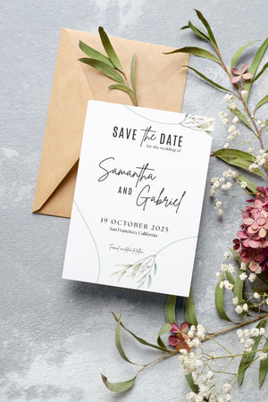 BeyzaLab Greenery Save The Date Invite