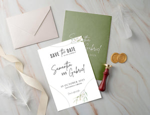 BeyzaLab Greenery Save The Date Invite