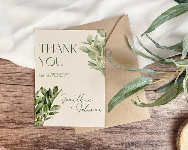 BeyzaLab Greenery Thank You Cards