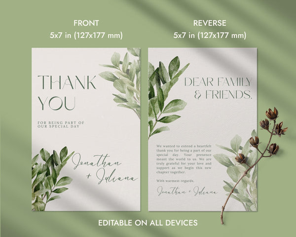 BeyzaLab Greenery Thank You Cards