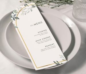 BeyzaLab Greenery Wedding Menu Cards