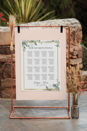 BeyzaLab Greenery Wedding Seating Chart Sign