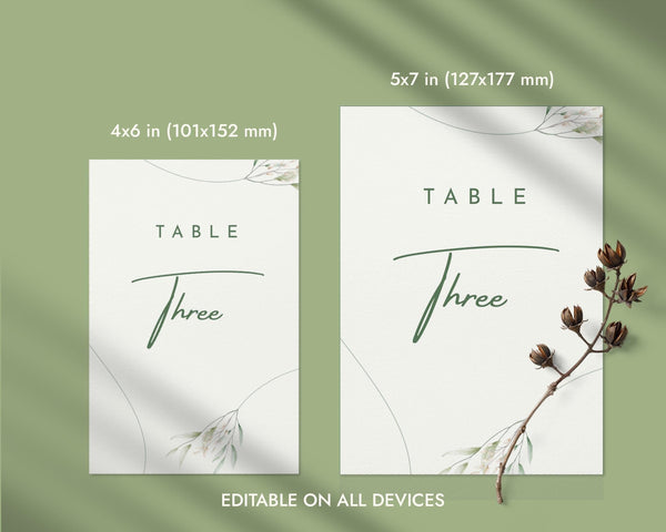 BeyzaLab Greenery Wedding Table Numbers