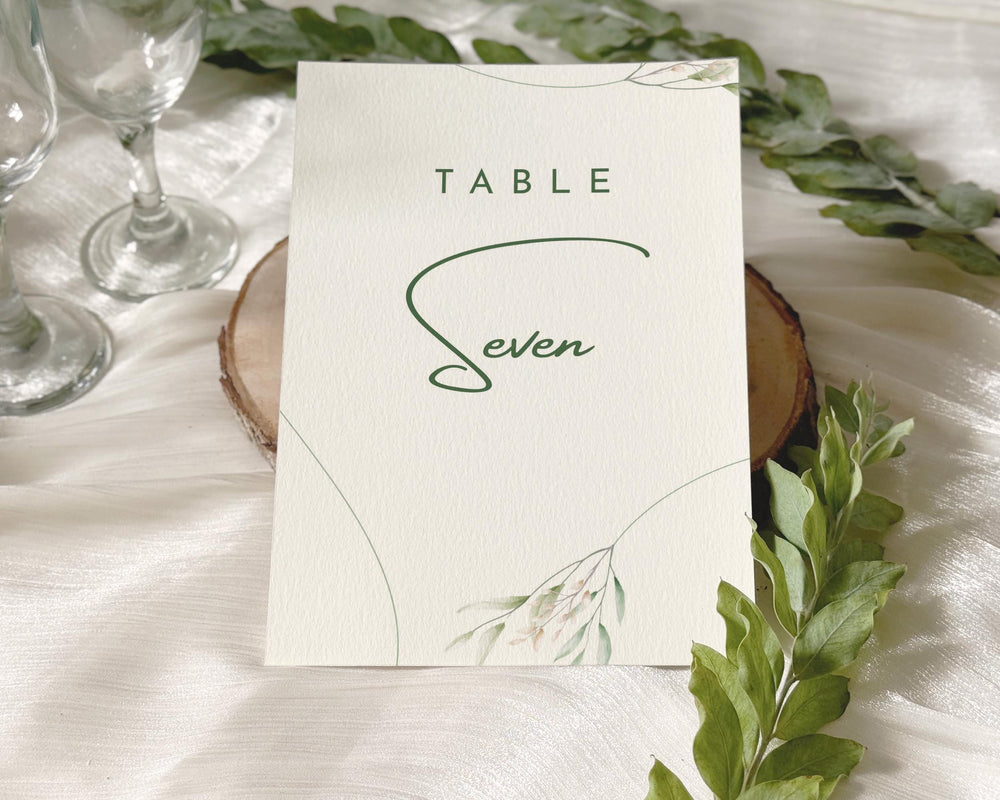 BeyzaLab Greenery Wedding Table Numbers