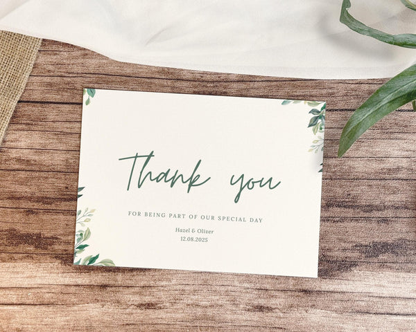 BeyzaLab Greenery Wedding Thank You Cards